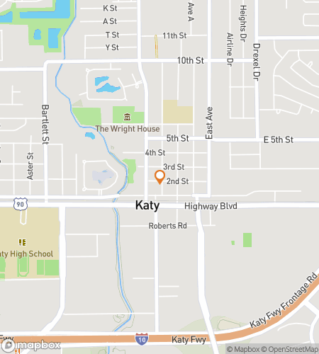 Map of scavenger hunt walking tour for Katys Downtown Treasure Trail