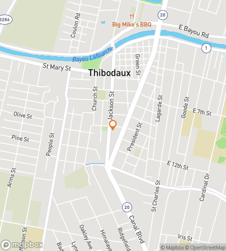 Hartă tur de mers pe jos cu scavenger hunt pentru Thibodaux Treasure Trail