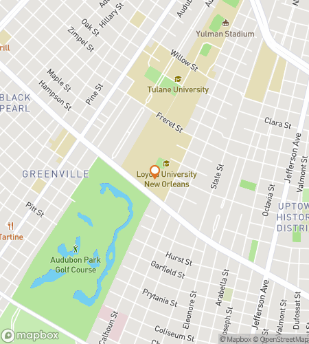 Map of scavenger hunt walking tour for Tulane University Campus Quest