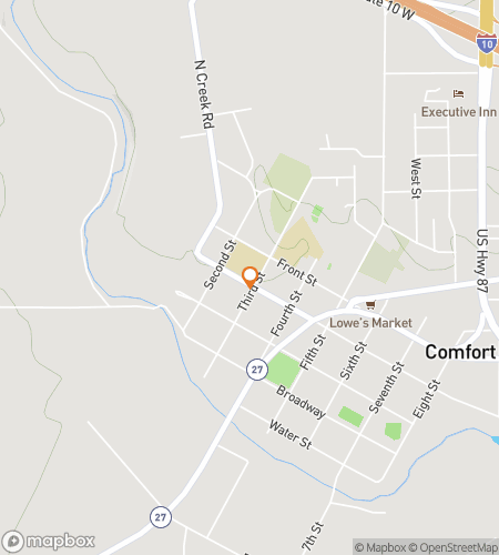 Map of scavenger hunt walking tour for Comfort‘s Cozy Caper Adventure