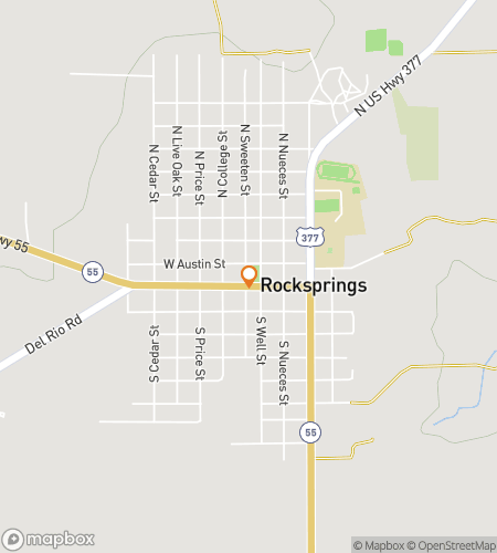 Map of scavenger hunt walking tour for Rockin‘ Rocksprings Riddle Romp