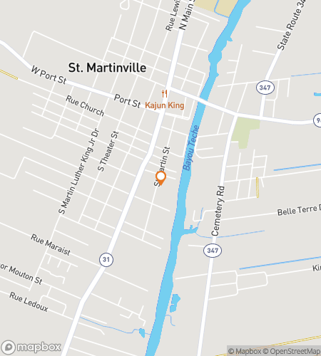 Harta turului pe jos de vânătoare de comori pentru Vânătoarea de Comori St. Martinville