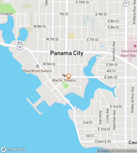 Map of scavenger hunt walking tour for Panama City Bayfront Mystery