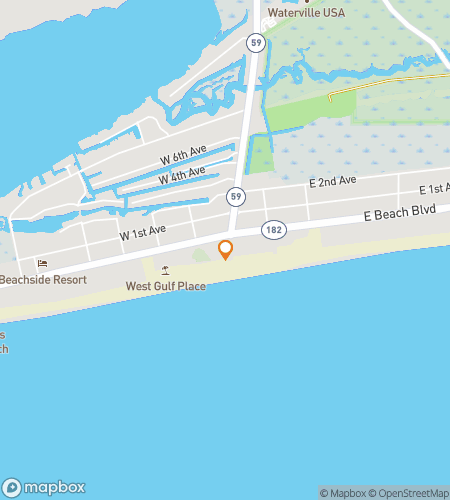 Map of scavenger hunt walking tour for Downtown Gulf Shores Safari Adventure