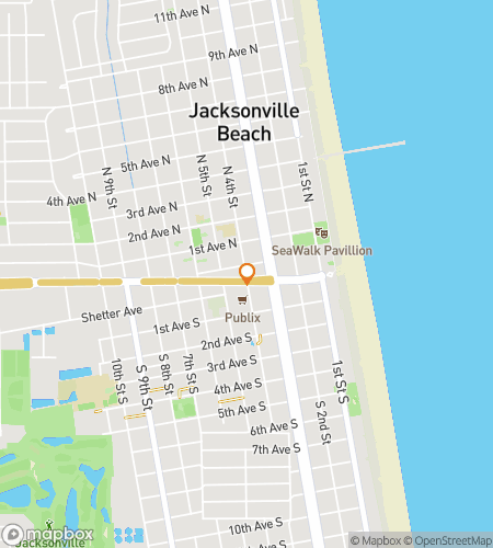 Map of scavenger hunt walking tour for Jacksonville Beachs Nautical Venture