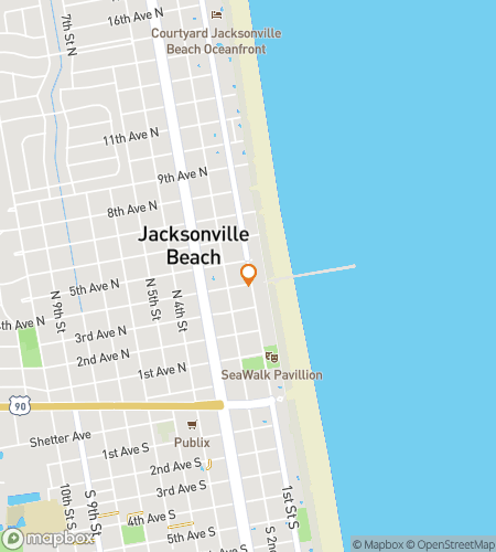 Map of scavenger hunt walking tour for Jacksonville Beach Florida Bar Hunt