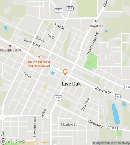 Map of scavenger hunt walking tour for Downtown Live Oak Loot-n-Laugh