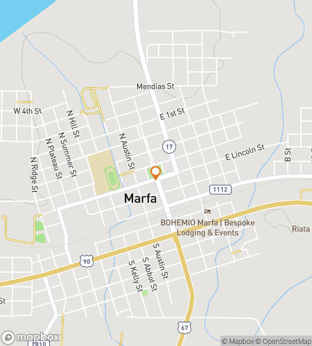 Map of scavenger hunt walking tour for Marfa‘s Mystical Masterpieces Hunt