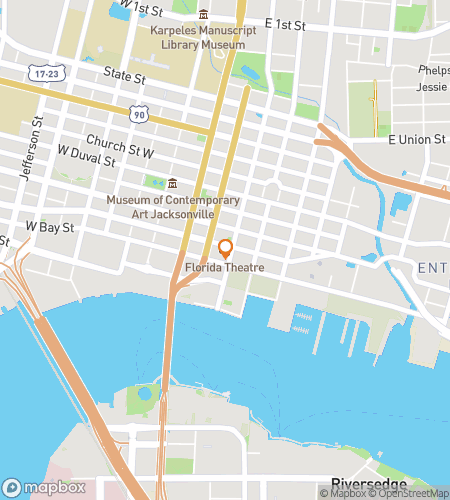 Map of scavenger hunt walking tour for Gilded Shadows: A Jacksonville Haunt