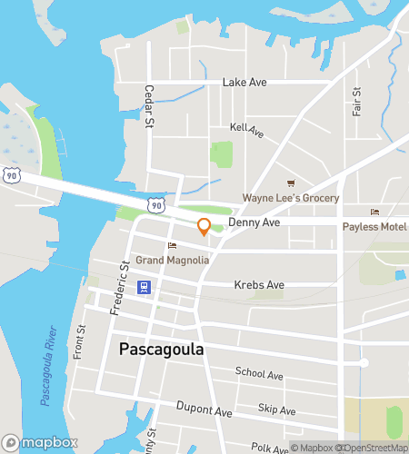 Map of scavenger hunt walking tour for Pascagoula‘s Playful Pursuit