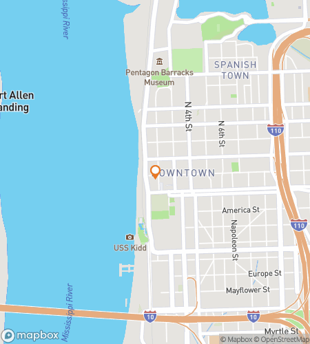 Hartă tur ghidat de vânătoare de comori pentru Turul Fantomelor din Centrul Baton Rouge