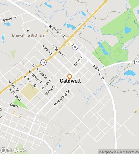 Map of scavenger hunt walking tour for Caldwell‘s Treasure Trot