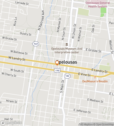 Map of scavenger hunt walking tour for Opelousas Olé Bayou Hunt