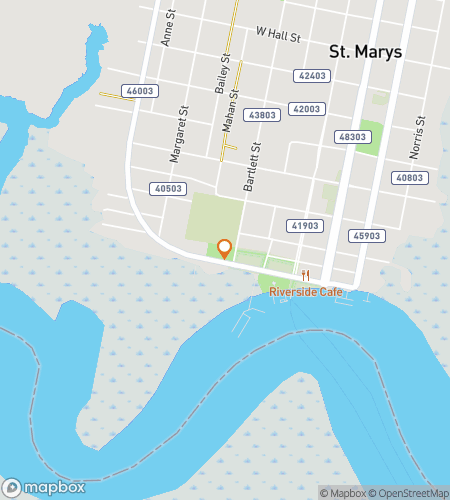 Map of scavenger hunt walking tour for St. Marys‘ Marvelous Mystery Hunt