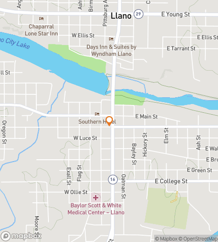 Map of scavenger hunt walking tour for Llano‘s Lively Loot Pursuit