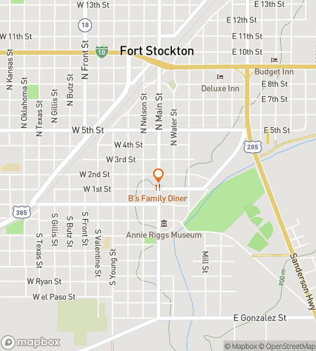 Map of scavenger hunt walking tour for Fort Stockton‘s Pecos Pursuit