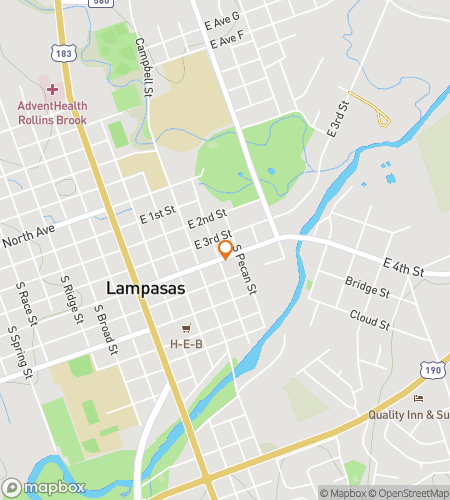 Map of scavenger hunt walking tour for Downtown Lampasas Loot-n-Laughs