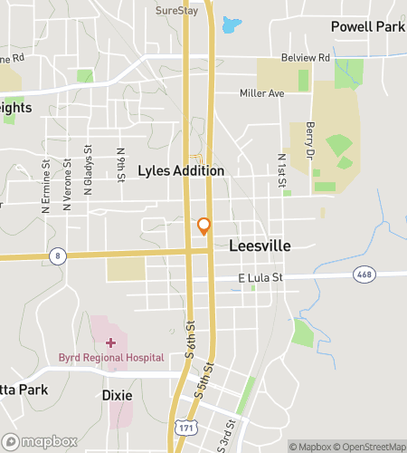 Map of scavenger hunt walking tour for Leesville Lootin‘ Lark