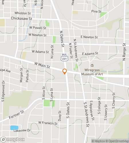 Map of scavenger hunt walking tour for Dothan's Heart of Art