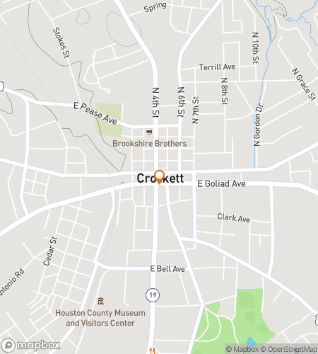 Map of scavenger hunt walking tour for Crockett‘s Downtown Treasure Trot