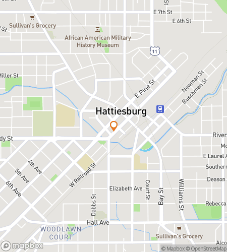 Map of scavenger hunt walking tour for Hattiesburg Scavenger Hunt