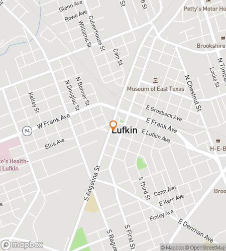 Map of scavenger hunt walking tour for Lufkin Loot & Laughs Adventure