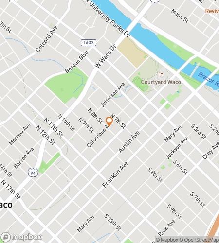 Map of scavenger hunt walking tour for Waco scavenger hunt