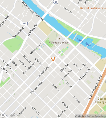 Map of scavenger hunt walking tour for Downtown Waco Ghost Tour