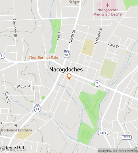 Map of scavenger hunt walking tour for Nacogdoches Nifty Nooks‘n‘Crannies Hunt