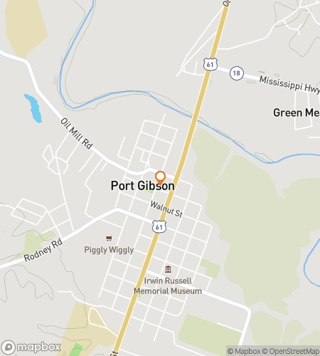 Map of scavenger hunt walking tour for Port Gibson‘s Punny Pursuit