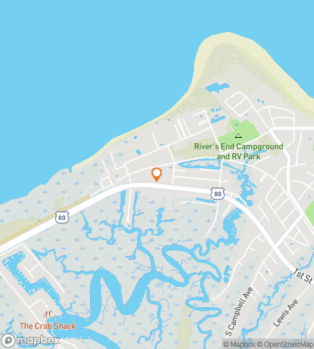 Map of scavenger hunt walking tour for Tybee Island Georgia Bar Hunt