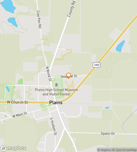 Map of scavenger hunt walking tour for Plains' Peanut-ty Adventure