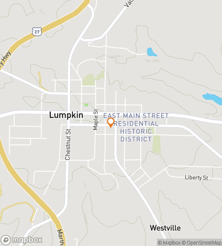 Map of scavenger hunt walking tour for Lumpkins Downtown Dash