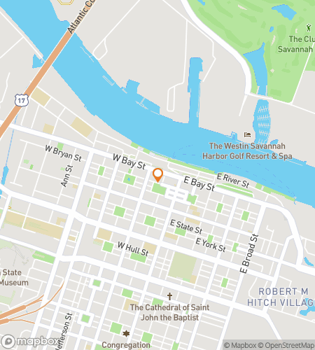 Map of scavenger hunt walking tour for Soul of Savannah Bar Crawl