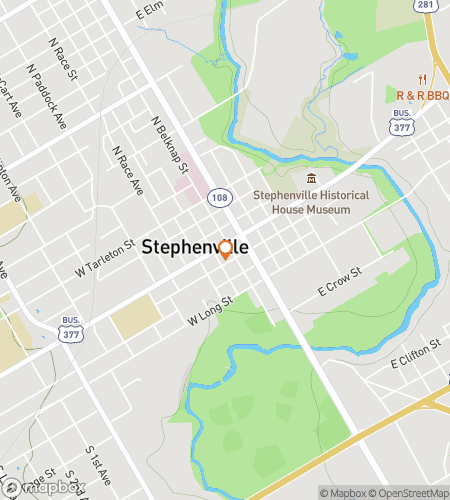 Map of scavenger hunt walking tour for Stephenville Scavenger Hunt