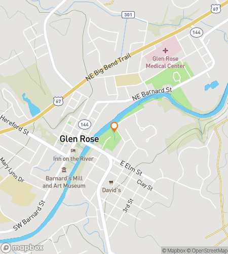 Map of scavenger hunt walking tour for Glen Rose Riddle Ramble