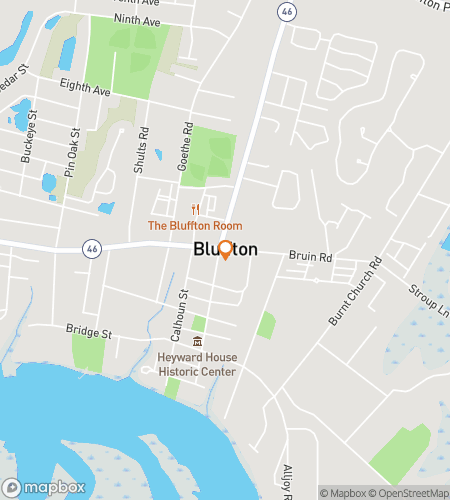 Map of scavenger hunt walking tour for Bluffton Riverfront Breezes & Porchlight Vibes