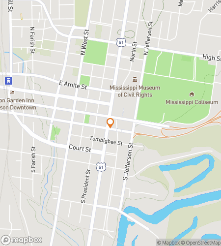 Map of scavenger hunt walking tour for Jackson Mississippi Bar Crawl