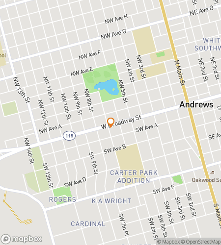 Map of scavenger hunt walking tour for Downtown Andrews Alliteration Adventure