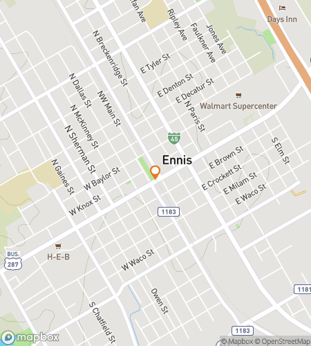 Map of scavenger hunt walking tour for Ennis Expedition Extravaganza