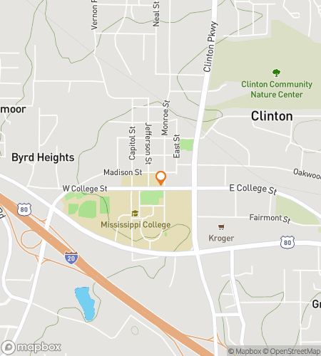 Карта пешеходного квеста для «Клинтон Клю Квест: издание Миссисипского колледжа»