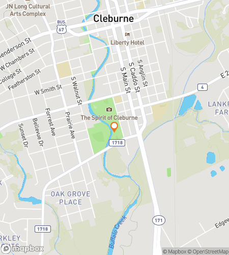 Map of scavenger hunt walking tour for Cleburne‘s Clues & Capers