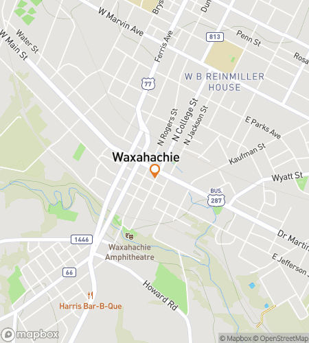 Map of scavenger hunt walking tour for Waxahachie Whimsical Wonders Hunt