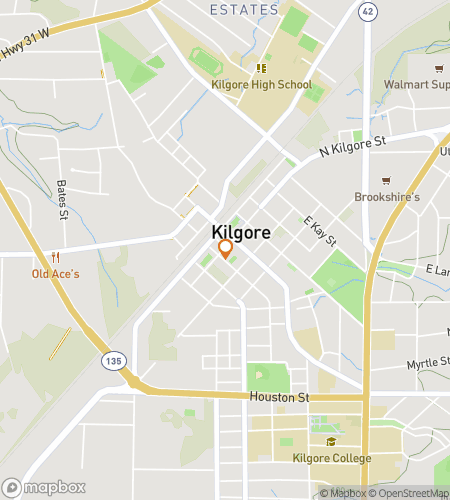 Map of scavenger hunt walking tour for Kilgore‘s Downtown Dazzle Hunt