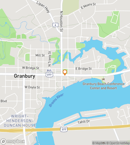 Map of scavenger hunt walking tour for Granbury Grin & Giggle Gala