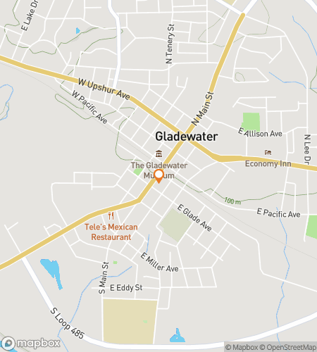 Map of scavenger hunt walking tour for Downtown Gladewater Gusher Galore Hunt