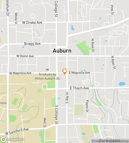 Map of scavenger hunt walking tour for Auburn Alabama Bar Crawl