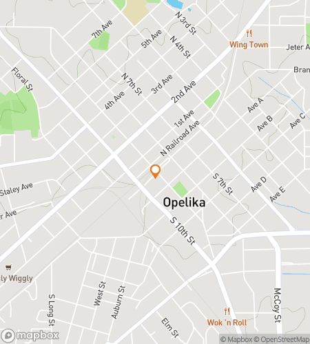 Map of scavenger hunt walking tour for Opelika‘s Downtown Dash & Discover