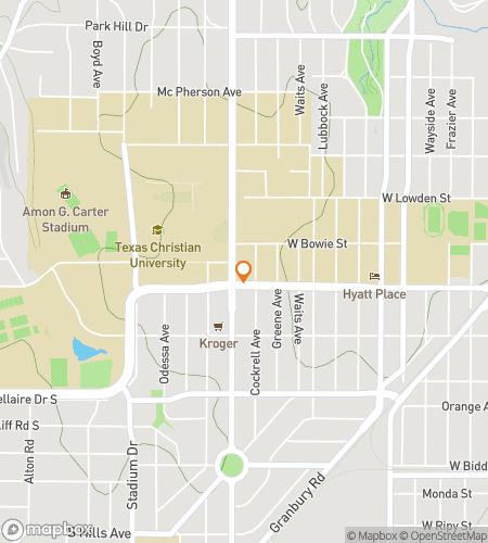 Térkép a kincsvadászat sétaútvonaláról a Hop Around the U: TCU Challenge-hez