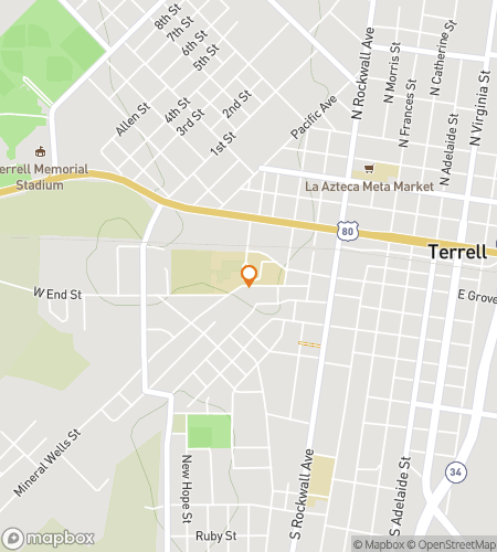 Map of scavenger hunt walking tour for Terrell‘s Downtown Treasure Trot
